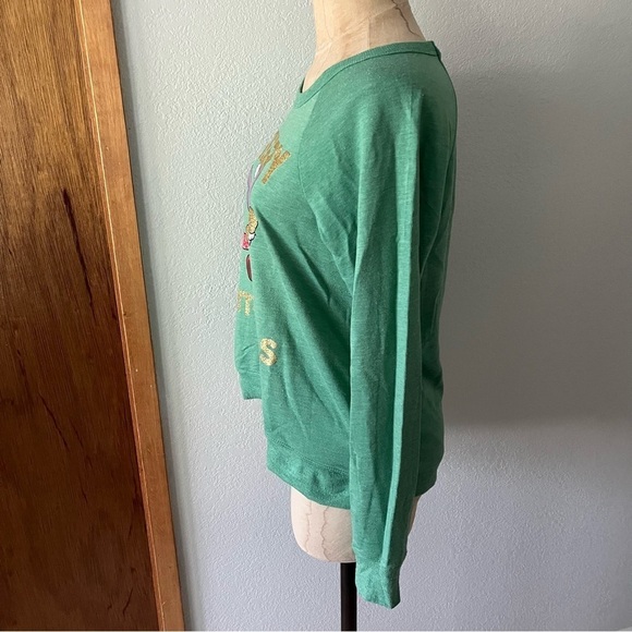 MERRY STITCHMAS sz S Christmas Green Long Sleeve Tshirt Stitch - Picture 3 of 7